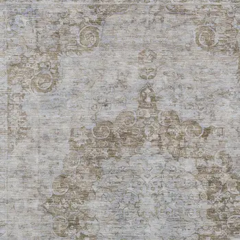 3' X 5' Chocolate Floral Medallion Washable Indoor Outdoor Area Rug
