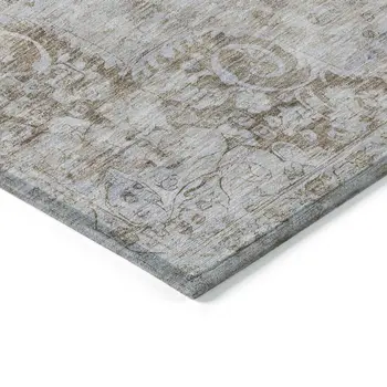 5' X 8' Chocolate Floral Medallion Washable Indoor Outdoor Area Rug