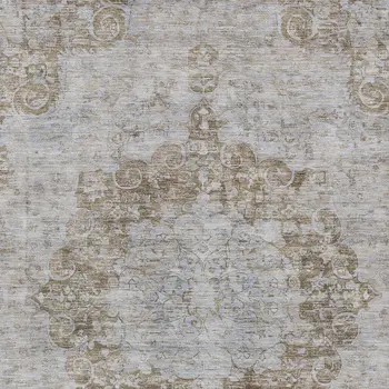 5' X 8' Chocolate Floral Medallion Washable Indoor Outdoor Area Rug