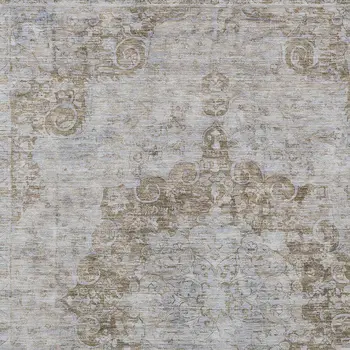 10' X 14' Chocolate Floral Medallion Washable Indoor Outdoor Area Rug