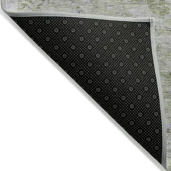 3' X 5' Olive Green Floral Medallion Washable Indoor Outdoor Area Rug