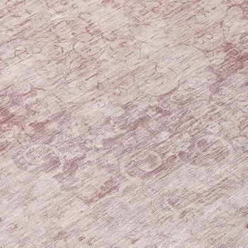 8' Pink Round Floral Medallion Washable Indoor Outdoor Area Rug