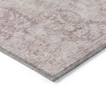 9' X 12' Pink Floral Medallion Washable Indoor Outdoor Area Rug