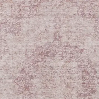 9' X 12' Pink Floral Medallion Washable Indoor Outdoor Area Rug