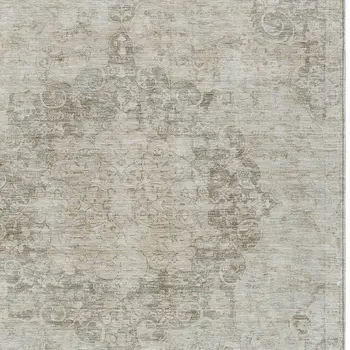 3' X 5' Ivory Floral Medallion Washable Indoor Outdoor Area Rug
