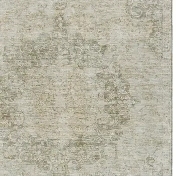 8' X 10' Sage Floral Medallion Washable Indoor Outdoor Area Rug