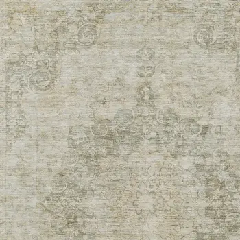 10' X 14' Sage Floral Medallion Washable Indoor Outdoor Area Rug