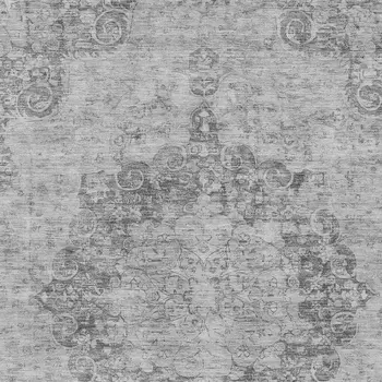 10' X 14' Silver Floral Medallion Washable Indoor Outdoor Area Rug