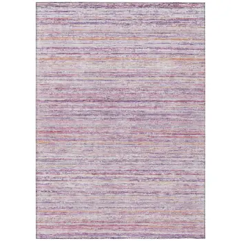 10' X 14' Mauve Striped Washable Indoor Outdoor Area Rug