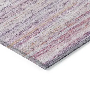 10' X 14' Mauve Striped Washable Indoor Outdoor Area Rug