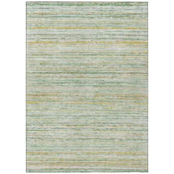 3' X 5' Mint Green Striped Washable Indoor Outdoor Area Rug