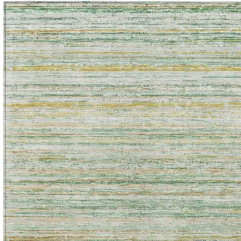 5' X 8' Mint Green Striped Washable Indoor Outdoor Area Rug
