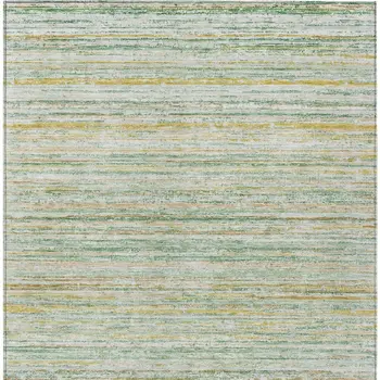 8' X 10' Mint Green Striped Washable Indoor Outdoor Area Rug