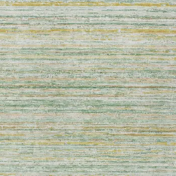 9' X 12' Mint Green Striped Washable Indoor Outdoor Area Rug