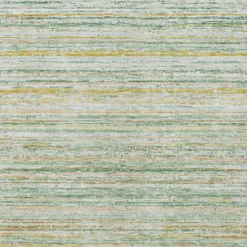 10' X 14' Mint Green Striped Washable Indoor Outdoor Area Rug