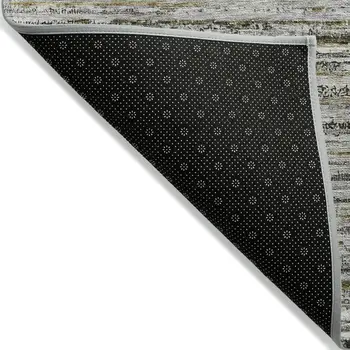 3' X 5' Pewter Striped Washable Indoor Outdoor Area Rug