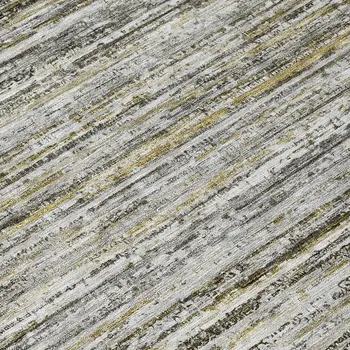 8' Pewter Round Striped Washable Indoor Outdoor Area Rug
