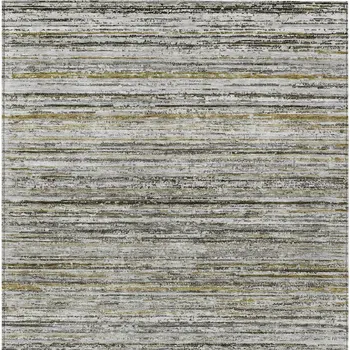 8' X 10' Pewter Striped Washable Indoor Outdoor Area Rug