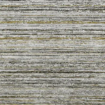 9' X 12' Pewter Striped Washable Indoor Outdoor Area Rug