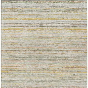 3' X 5' Sage Striped Washable Indoor Outdoor Area Rug