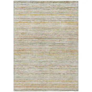 10' X 14' Sage Striped Washable Indoor Outdoor Area Rug