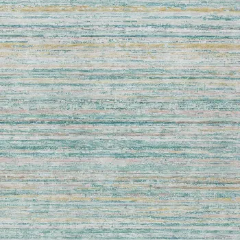 10' X 14' Teal Blue Striped Washable Indoor Outdoor Area Rug