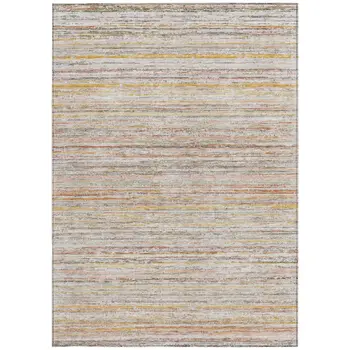 3' X 5' Terra Cotta Striped Washable Indoor Outdoor Area Rug