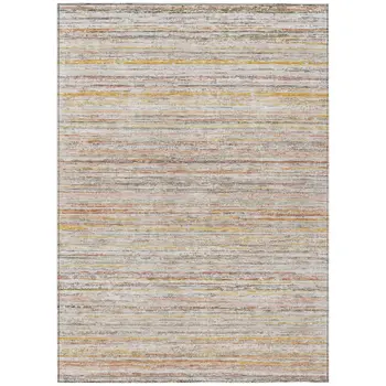 3' X 5' Terra Cotta Striped Washable Indoor Outdoor Area Rug