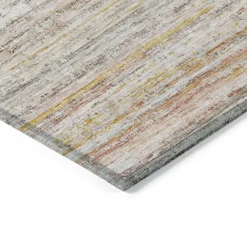 3' X 5' Terra Cotta Striped Washable Indoor Outdoor Area Rug
