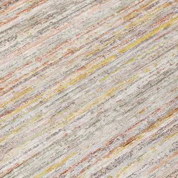 8' Terra Cotta Round Striped Washable Indoor Outdoor Area Rug