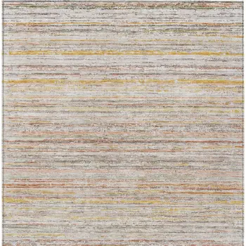 9' X 12' Terra Cotta Striped Washable Indoor Outdoor Area Rug
