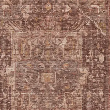 3' X 5' Burgundy Medallion Washable Indoor Outdoor Area Rug