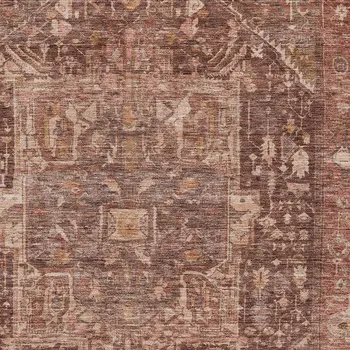 8' X 10' Burgundy Medallion Washable Indoor Outdoor Area Rug