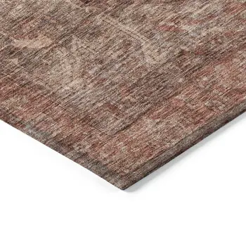 9' X 12' Burgundy Medallion Washable Indoor Outdoor Area Rug