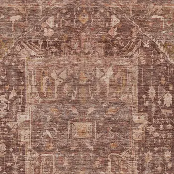 9' X 12' Burgundy Medallion Washable Indoor Outdoor Area Rug