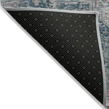 5' X 8' Blue Medallion Washable Indoor Outdoor Area Rug
