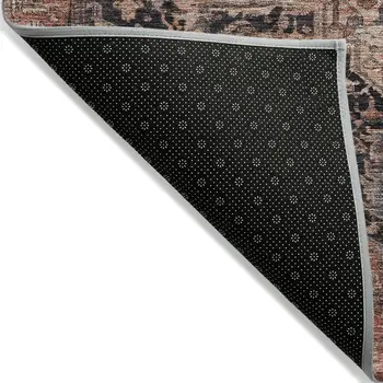 10' X 14' Charcoal Medallion Washable Indoor Outdoor Area Rug