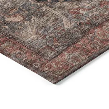 10' X 14' Charcoal Medallion Washable Indoor Outdoor Area Rug