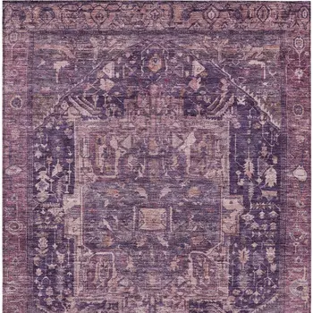 3' X 5' Eggplant Medallion Washable Indoor Outdoor Area Rug