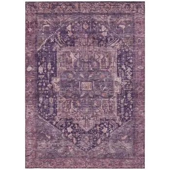 8' X 10' Eggplant Medallion Washable Indoor Outdoor Area Rug