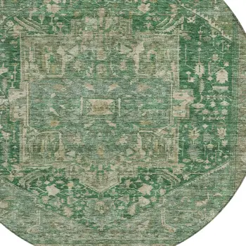 8' Emerald Round Medallion Washable Indoor Outdoor Area Rug