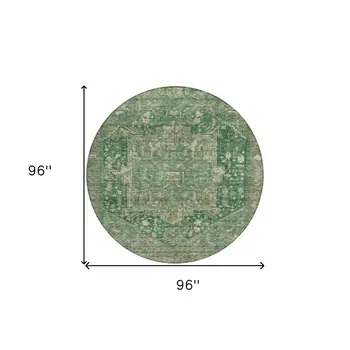 8' Emerald Round Medallion Washable Indoor Outdoor Area Rug