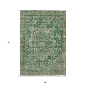 8' X 10' Emerald Medallion Washable Indoor Outdoor Area Rug