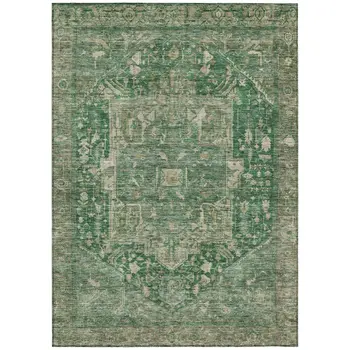 10' X 14' Emerald Medallion Washable Indoor Outdoor Area Rug