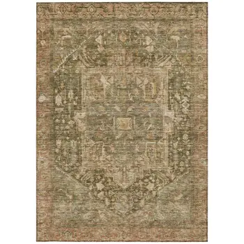 3' X 5' Fern Green Medallion Washable Indoor Outdoor Area Rug