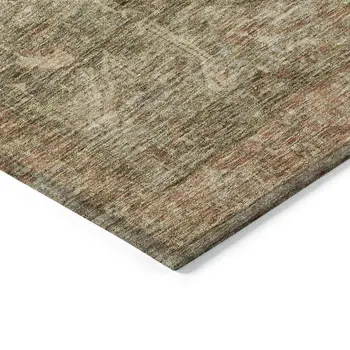 5' X 8' Fern Green Medallion Washable Indoor Outdoor Area Rug