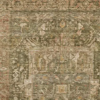 10' X 14' Fern Green Medallion Washable Indoor Outdoor Area Rug
