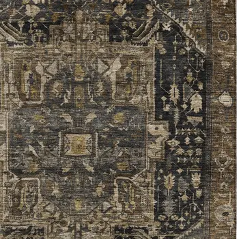 3' X 5' Brown Medallion Washable Indoor Outdoor Area Rug