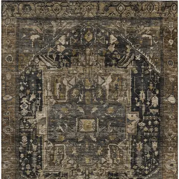 8' X 10' Brown Medallion Washable Indoor Outdoor Area Rug