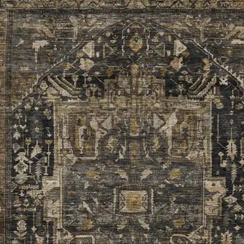 10' X 14' Brown Medallion Washable Indoor Outdoor Area Rug